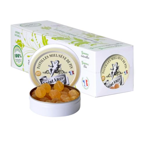 Lot 10 boites Miel Sève de Pin Pastilles Saint-Ange Bonbons Traditionnels 100% Français Miel Sève de Pin