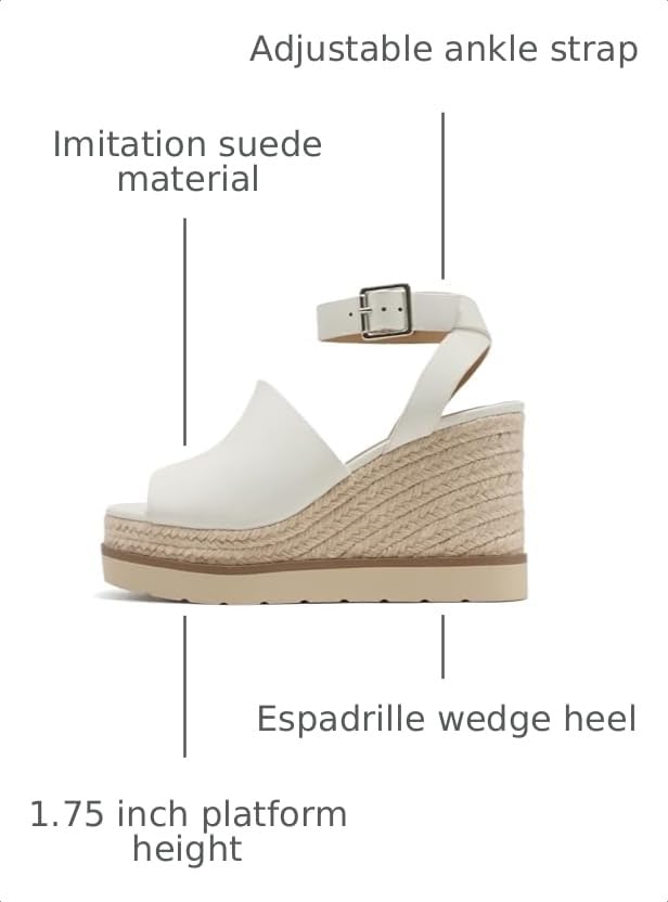 Image of Soda inchStella inch ~ Women Square Peep Toe Single Band Platform Espadrille Wedge Sandals with Adjustable Ankle Strap