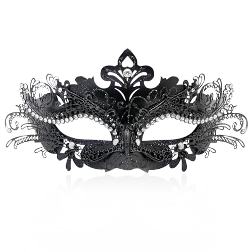 Masque vénitien noir classique pour bal costumé et Halloween