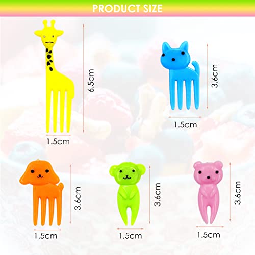 Image of HASTHIP 10 Pcs Dessert Fruit Forks for Kids, Cute Animals Little Mini Cartoon Toothpick for Cake Dessert Pastry Party Supply, Reusable, Food Grade Plastic, Random Color (Giraffe)