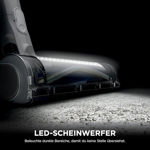 Shark PowerPro Akku-Staubsauger freistehend, bis 50 Min. Laufzeit, kabellos, beutellos, für Tierhaare, Allergiker, Teppich und Hartböden, mit LED-Licht und Knickgelenk-Rohr, Navyblau, IZ380EU