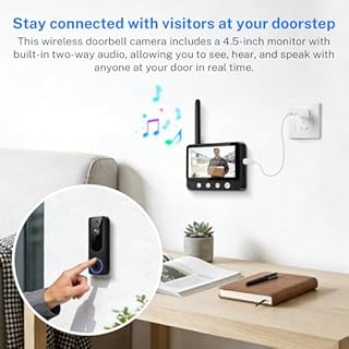 Daxadripo Wireless Doorbell Camera Video Intercom System with 4.5" Indoor Visual Base Station, Two Way Talk, Smart AI Motion Detection, Night Vision, Cloud Storage.