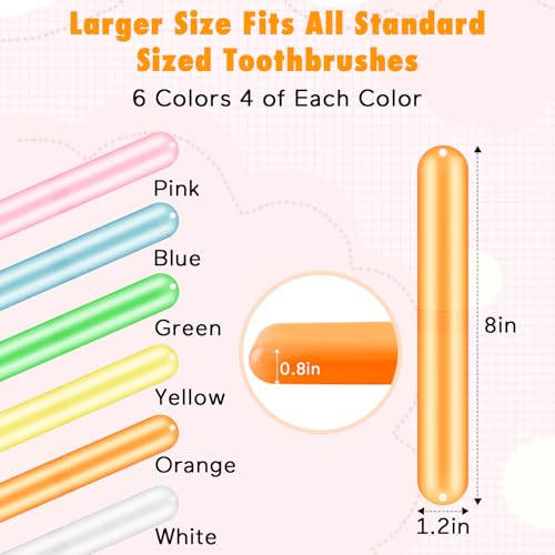 Hofason TOOTHBRUSH HOLDERS-1 24Pcs Large Travel Toothbrush Case Holder, Toothbrush Holders Bulk, Kids Classroom Plastic Pencil Case 8X1.2X0.8 Inches thumb #1