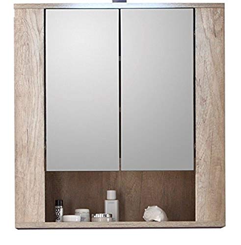 trendteam smart living Armario con espejo para baño Star, 70 x 75 x 22 cm, en roble Monument (imitación) con contraste marrón oscuro Touchwood, sin iluminación Cover