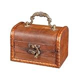 PLUSHCEWT Kleine Vintage Schatztruhe aus Holz – Geburtstagsschatzkiste,...