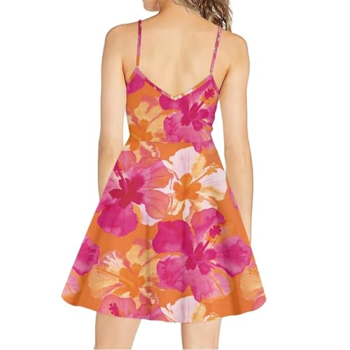 Image of Women's Spaghetti Strap Dress Summer Casual Swing Sundress Girls Beachwear Swing Mini Dress