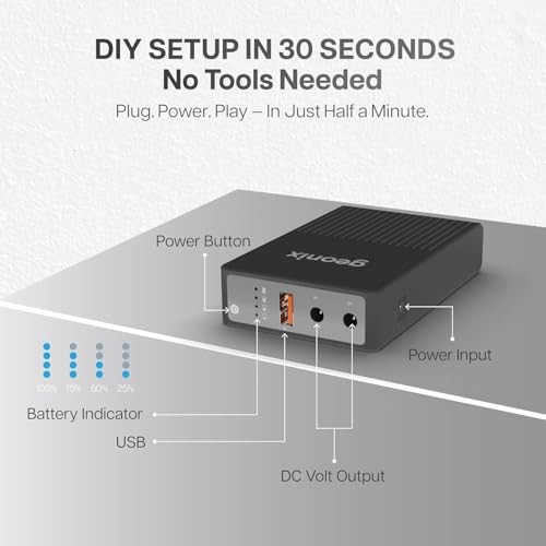 Image of Geonix Trot R7 Mini UPS | 4-10 Hours Backup | Dual 2000mAh Battery | DC & USB Output | Power Backup for WiFi Router, CCTV, Modem & Cordless Phone (Black)