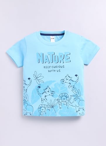 Image of LITTLE NINJA Cotton Half Sleeves Baby Animals Printed Coordinating Tee & Shorts Set - Multi Colour