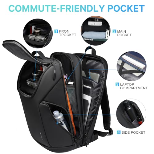 Image of FUTURE AESTHETICS Business Commute Backpack for Men and Women, Waterproof 15.6 Inch Laptop Backpack, Durable Flight-Approved Travel Backpack for Work /College, Black