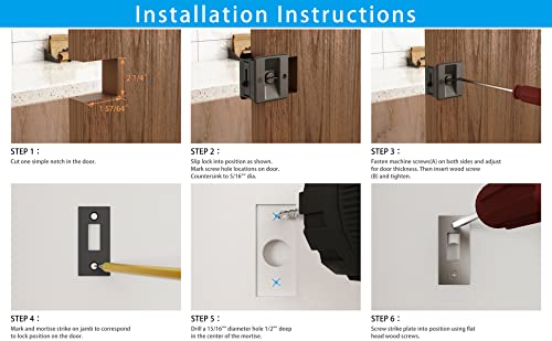 Kit de Herrajes con Cierre Suave para Puerta Corredera Pocket con Cerradura de Privacidad Negra, Fácil de Instalar para Puertas de 24" a 36" miniatura 7