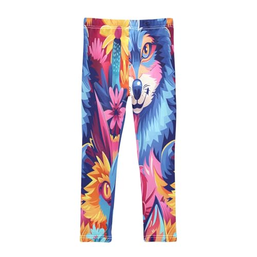 Toddler Girls Leggings Printed Yoga Pants Leggings Wolfs Face Bright Colors for Kids2