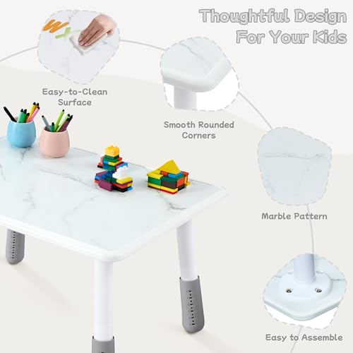 Toddler-Table-and-Chair-Set-Height-Adjustable-Kids-Table-and-Chairs-Children-Activity-Table-with-Graffiti-Tabletop-Toddler-Study-Table-for-Ages-3-8-Kids-Table-for-DaycareClassroomHome Toddler Table and Chair Set Height Adjustable Kids Table and Chairs Children Activity Table with Graffiti Tabletop Toddler Study Table for Ages 3 8 Kids Table for DaycareClassroomHome