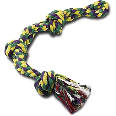RIO Direct Dog Rope Toys for Strong Dogs Large dogs, Sturdy 3-Knots Rope Tug, Tough Dog Chew Toy - Extra Durable - Nearly Indestructible - Washable, for Large Breeds Big Dogs Cover