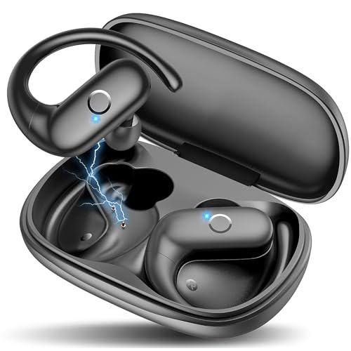 MOZOTER Wireless Earbuds Bluetooth Headphones Sport,Over Ear Buds with Deep Bass Sound,60Hr Playtime Earphones Redesigned Comfort Fit with Earhooks for Running,Meeting,Workout-Black
