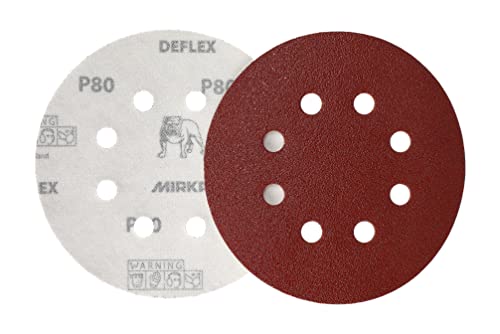 Mirka Red Abrasive paper Sanding discs diameter 125 mm/Hook & loop fastening / 8 holes/grit P80 / 5 pieces/for sanding wood metal and plastic - Image 4