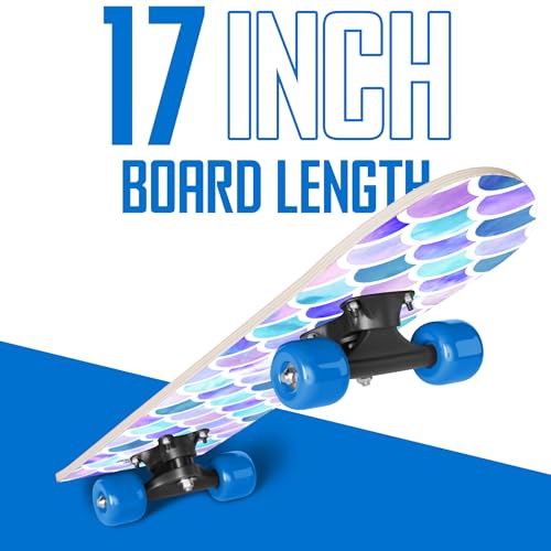 Image of Rude Boyz 17 inch Micro Complete Skateboard | Maple Wood | ABEC 7 Bearings | Double Kick Concave Deck | Kids Skateboard, Ideal Toddler Cruiser Ages 2-5