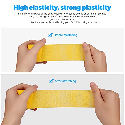 Bandage Wrap 8 Pack 2”X 5 Yards Self Adhesive Bandage Wrap Breathable Cohesive Bandage Wrap Rolls Athletic Elastic Self Adherent Wrap For Sports Injury ,Wrist, Knee, Ankle Sprains And Swelling(Yellow) #TOP2