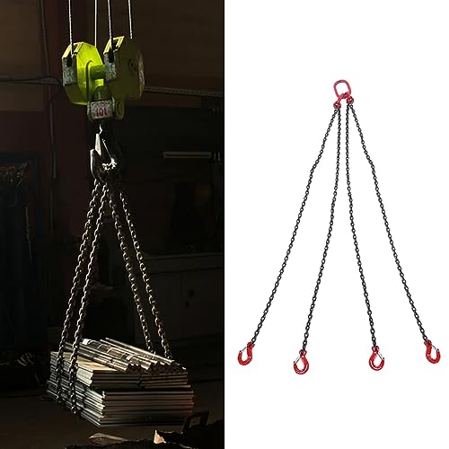 ZJchao Élingue à Chaîne Élingue de Levage en Acier Robuste à 4 Pattes pour la Construction Port Minier Utilisation Industrielle 1,5 M Équipement de Gréement de Chaîne de Levage de (6T)