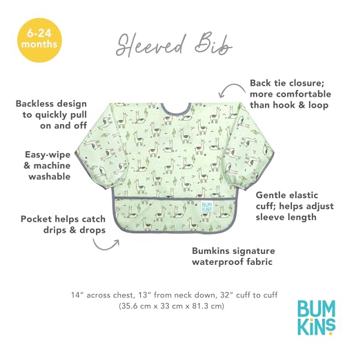 image for Bumkins Sleeved Bib for Girl or Boy, Baby and Toddler for 6-24 Mos, Es