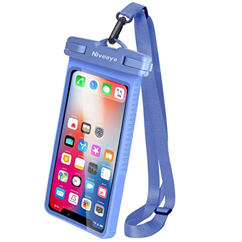 Niveaya 3D Waterproof Phone Case, IPX8 Shockproof Waterproof Phone Pouch Dry Bag for iPhone 14 13 12 11 Pro Max SE 2020 XS Max XR X 8 7 6s Plus S10 S9 S20 S21 Note 20/10. Light Blue