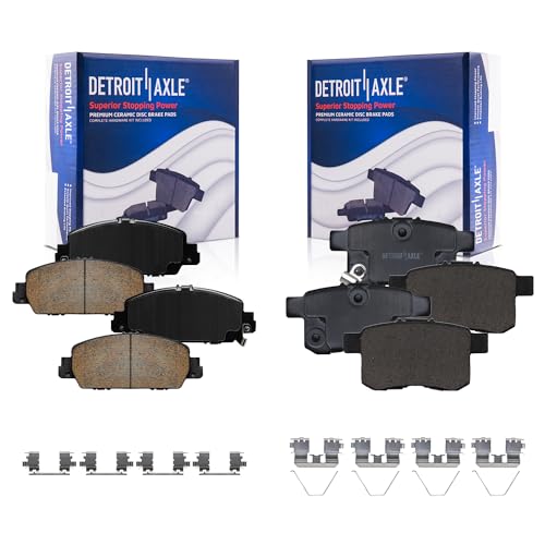 Image of Detroit Axle - 4pc Front & Rear Ceramic Brake Pads for 13-17 Honda Accord | Ceramic Copper-Free Brake Pads w /Hardware 2013 2014 2015 2016 2017 Replacement