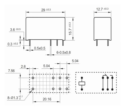 Relé RTH14012 12V 16A componente electrónico 115F-1C-8P interruptor 8 pines 2