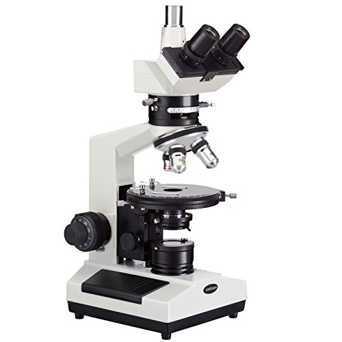 Amscope Pz200Ta Polarizing Trinocular Microscope, Wf10X And Wf16X Eyepieces, 40X-640X Magnification, Strain-Free Plan Achromatic Objectives, Polarizing And Brightfield Configurations, Halogen Illumination, Bertrand Lens, Abbe Condenser, Round Graduated Stage, 110V #TOP2