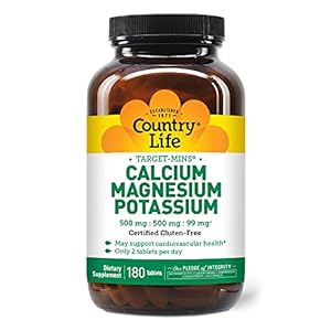 Better-Sense-of-Well-Being Country Life, Target-Mins Calcium Magnesium Potassium, Supports Heart Health, Daily Supplement, 180 ct