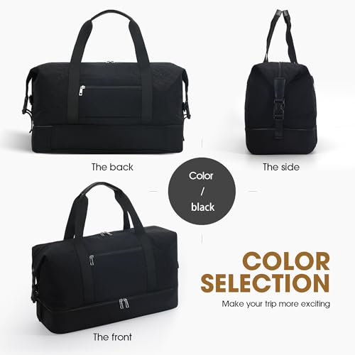 Oeihuivt Weekender Bags for Women with 3 Extra Pack - 21 Inch Large Travel Duffel Bag Set with Shoe Compartment, Heavy-Duty Nylon Carry on Overnight Tote, Black by Oeihuivt - Used condition - Image 2