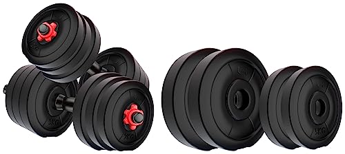 Image of Kore 20KG PVC-DM COMBO16 Home Gym Dumbbells Kit & Kore RW PVC Plate-30KG Weight Plate, Black