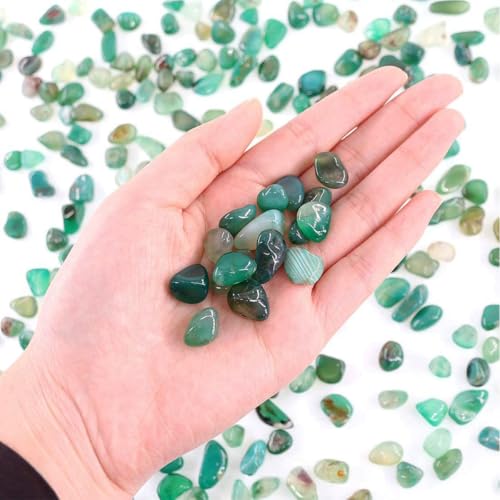 Image of WAYBER Natural Tumbled Agate Quartz Decorative Pebbles Stones, 1 Lb Green | Lustrous Polished Finish, Rich Long-Lasting Hues, Toxin-Free Material, Perfect for DIY Crafts & Home Decor