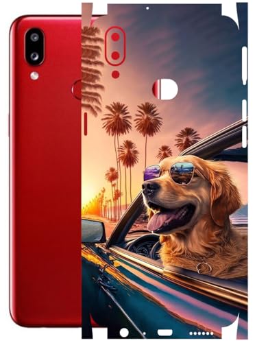 Image of AtOdds - Full Body Back Screen Guard Protector Film - Lamination Wrap Skin Sticker Compatible with Samsung Galaxy A10s | Scratchproof Matte Finish (Happy Doggo)