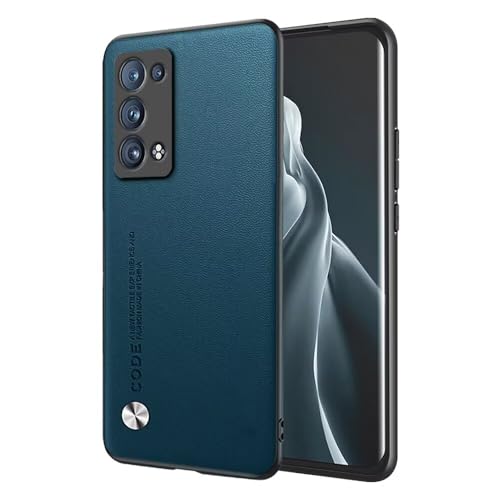 EASSGU Custodia per OPPO Reno6 Pro 5G (6.55' Inches), Cover per Telefono in Stile Business con Retro in PU Pelle - Zaffiro