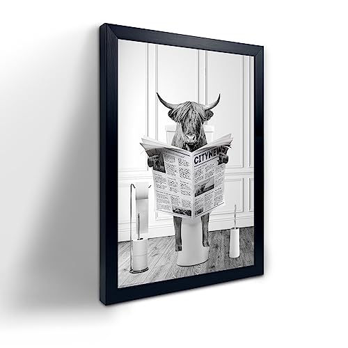 Black Framed Bathroom Decor - Funny Highland Cow Wall Art in Bathtub, Black and White Canvas Cow In Bathroom Picture, Humor Animals Bathroom Artwork Prints, Wall Decor Ready To Hang for Living Room, Black Framed Bathroom Decor - Funny Highland Cow Wall Art in Bathtub, Black and White Canvas Cow In Bathroom Picture, Humor Animals Bathroom Artwork Prints, Wall Decor Ready To Hang for Living Room,