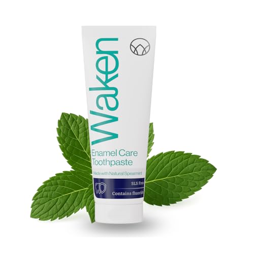 Waken Enamel Care Toothpaste SLS Free with Natural Spearmint & Fluoride to Strengthen Enamel Vegan Toothpaste for Fresh Breath Daily Protection 75ml