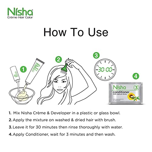 Image of Nisha Creme Hair Color, Permanent Hair Colour Light Brown, Silky & Shiny 100% Grey Coverage & Ammonia Free Color With Natural Henna Extract, 60G+60Ml