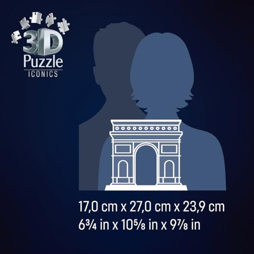 Ravensburger - Puzzle 3D Arc de Triomphe Lumineux - Monument à Construire sans Colle - 216 Pièces - Socle LED Multicolore - Dès 10 Ans - Lampe Déco - 12008029
