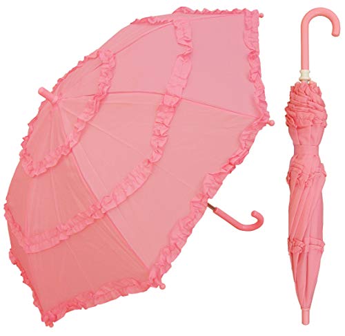RainStoppers Children's Pink Umbrella with 3-Ruffles