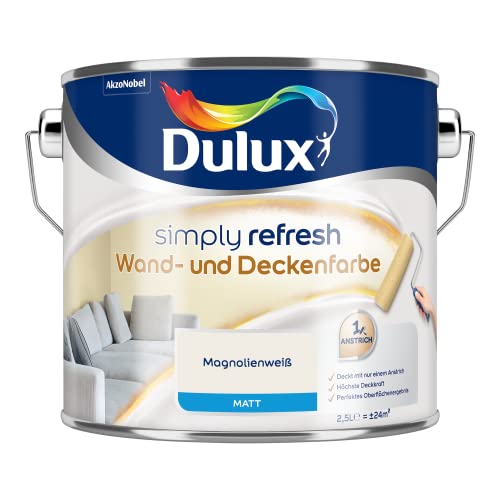 Dulux Simply Refresh Pintura para pared y techo, color blanco magnolia, 2,5 litros, pintura interior refrescante y duradera para un hogar hermoso