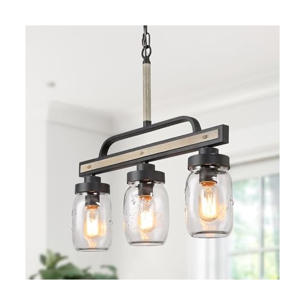 Log barn farmhouse chandeliers for dining room 3 light rustic mason jar chandelier light fixture 22 l faux wood kitchen island pendant lighting  urban country home decor