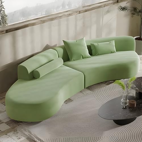 Image of Modern Classic L Shape Sectional Sofa Set, Chesterfield Style 4 Seater Sofa Set with Pillows for Living Room, Bedroom and Office, Office, and Hallway Colour (Olive Green)
