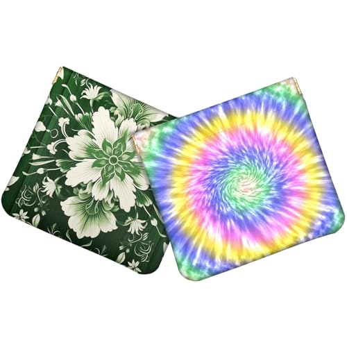 Zewurtuw 2 PCS Small Coin Squeeze Purse Pouch Soft PU Leather Coin Bag Mini Wallet Pouch Cute for Women Girls Men 4.6" x 4.3"-Boho Laser