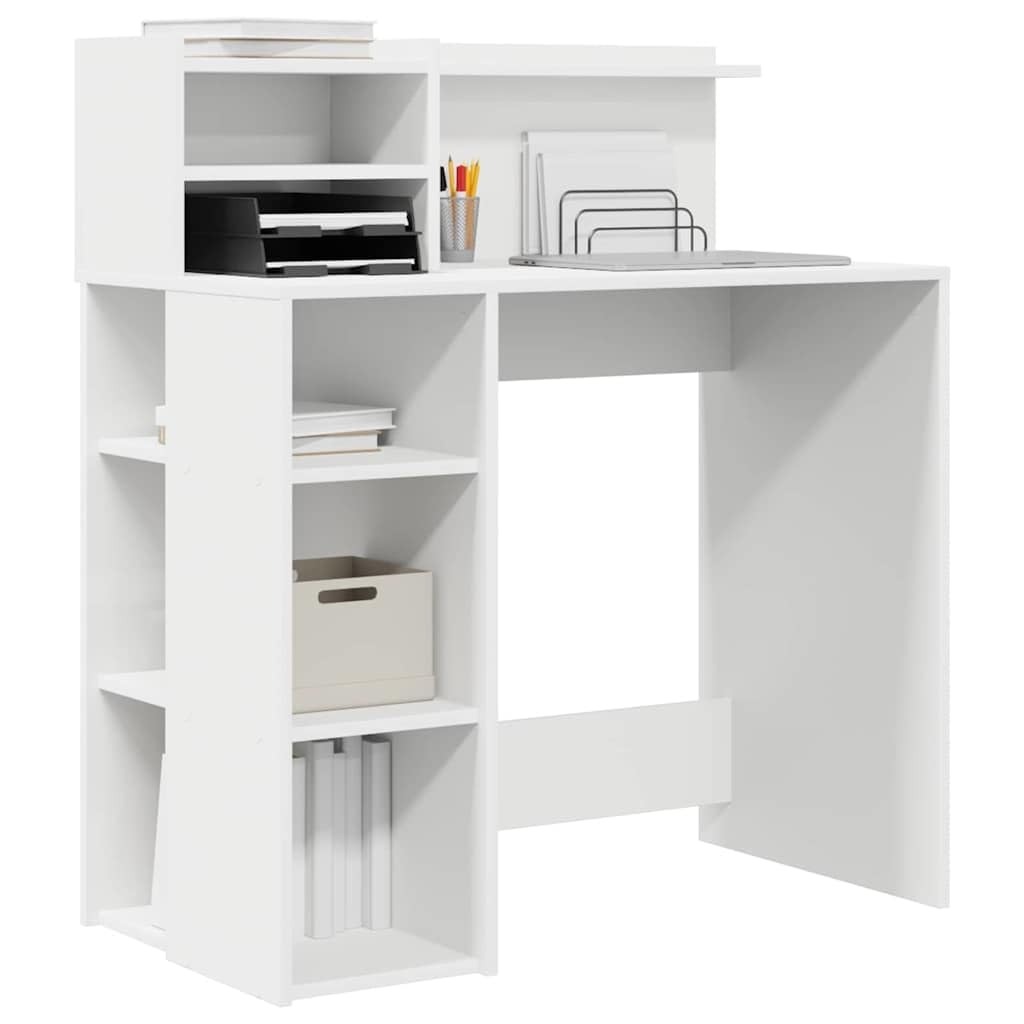 Vidaxl Desk White Engineered Wood 90 X 48 X 101.5 Cm, White