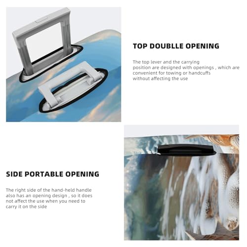 Elastic Travel Luggage Cover for Suitcase Tsa Approved Stretch Scratch-Resistant Suitcase Protector Cover Washable Ocean Sea Wave Seashell Baggage Covers Fits 18-32 Inch Luggage Case4