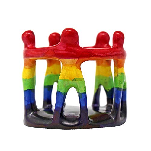 Global Crafts Handmade Rainbow Circle Of Friends Painted Sculpture, Multicolored (Ksa003/C-Rbw) #TOP8