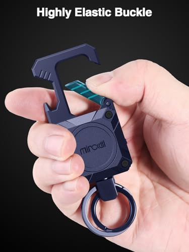 Image of Miroddi Keychain Tracker, Men's Key Chain Works with Find My(iOS Only), Heavy Duty Keychain Carabiner Bottle Opener, Car Key Chains with Finder, Anti-lost Keyrings Tracker, Rechargeable, Navy Blue