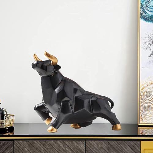 Estatua decorativa toro abstracto en resina negro miniatura 7