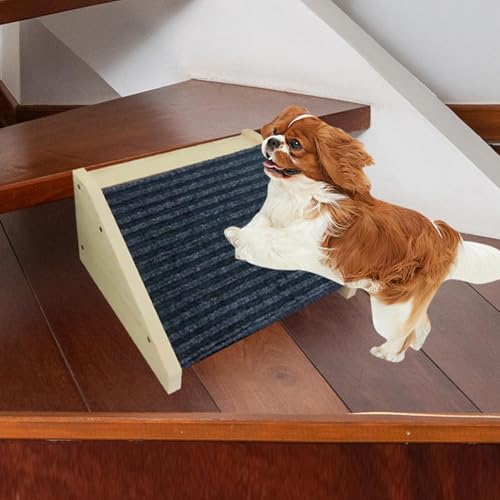 kowaku Hundetreppe 35cm Hunderampe für kleine Hunde, Haustiertreppe mit Rutschfester Trittmatte, Hunde Treppen aus Holz, Katzentreppe für Bett, Sofa, Couch und Auto, 25 cm x 30 cm x 15 cm, Stil a