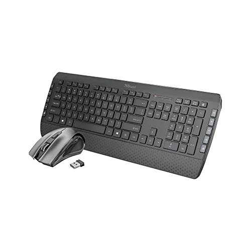Trust Tecla-2 - Teclado y ratón inalámbricos, silencioso, QWERTY español, Negro