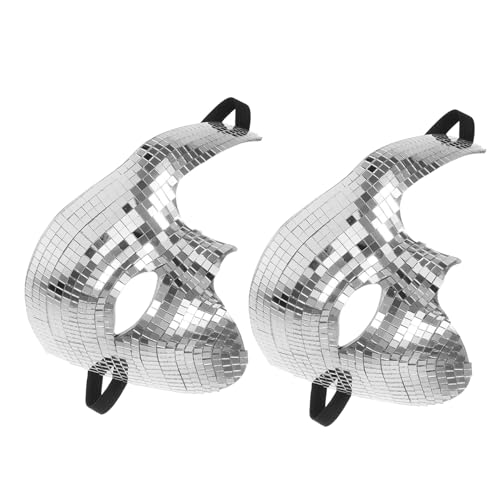 Masques de carnaval pour bal masqué et Halloween | Lot de 2 masques à paillettes disco miroir